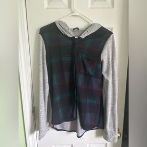 Plaid Button Up Hoodie